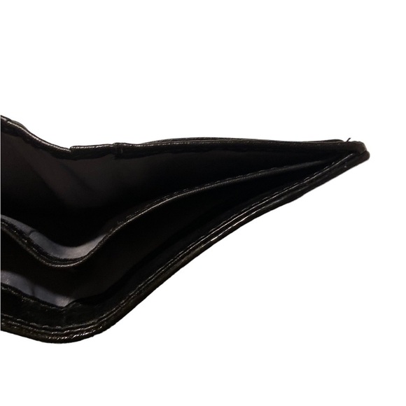 Coach mini wallet patent leather purse zip black silver - Picture 6 of 12